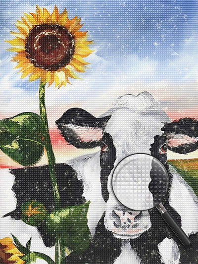 Vache et Tournesol Broderie Diamant