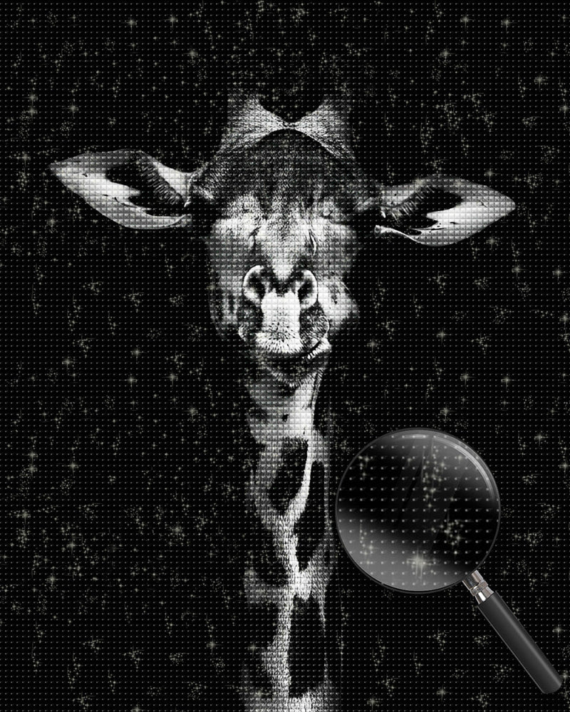 Girafe Noire et Blanche Broderie Diamant