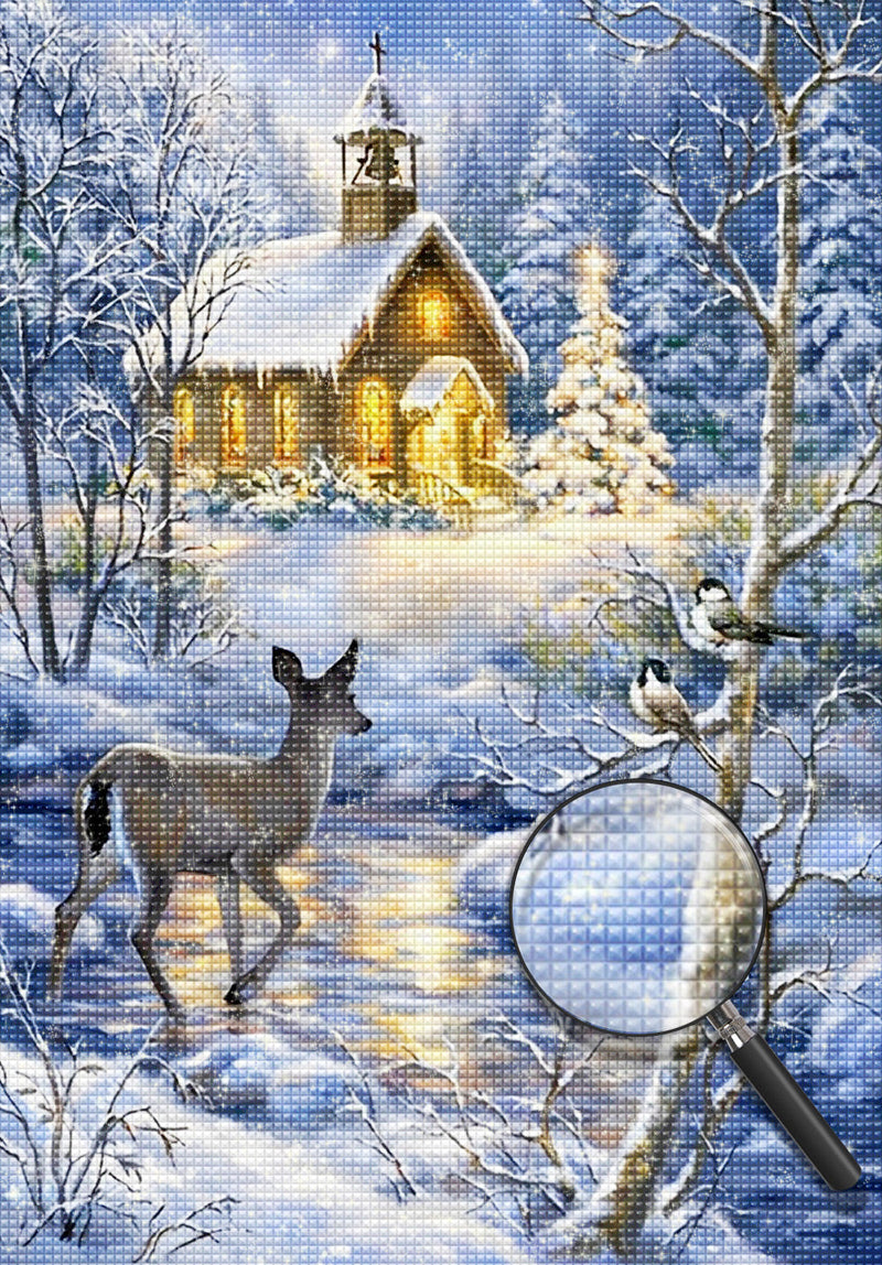 Biche et Cabine au Bois Broderie Diamant