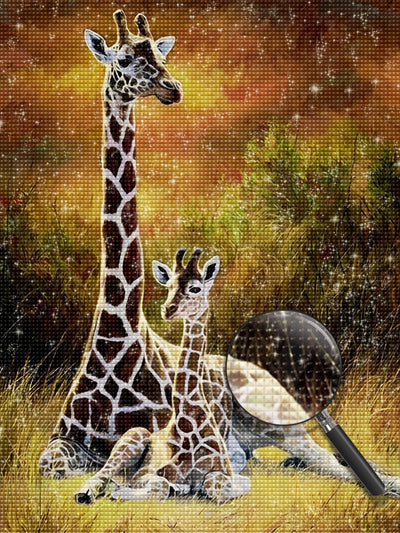 Mère Girafe et Son Bébé Broderie Diamant