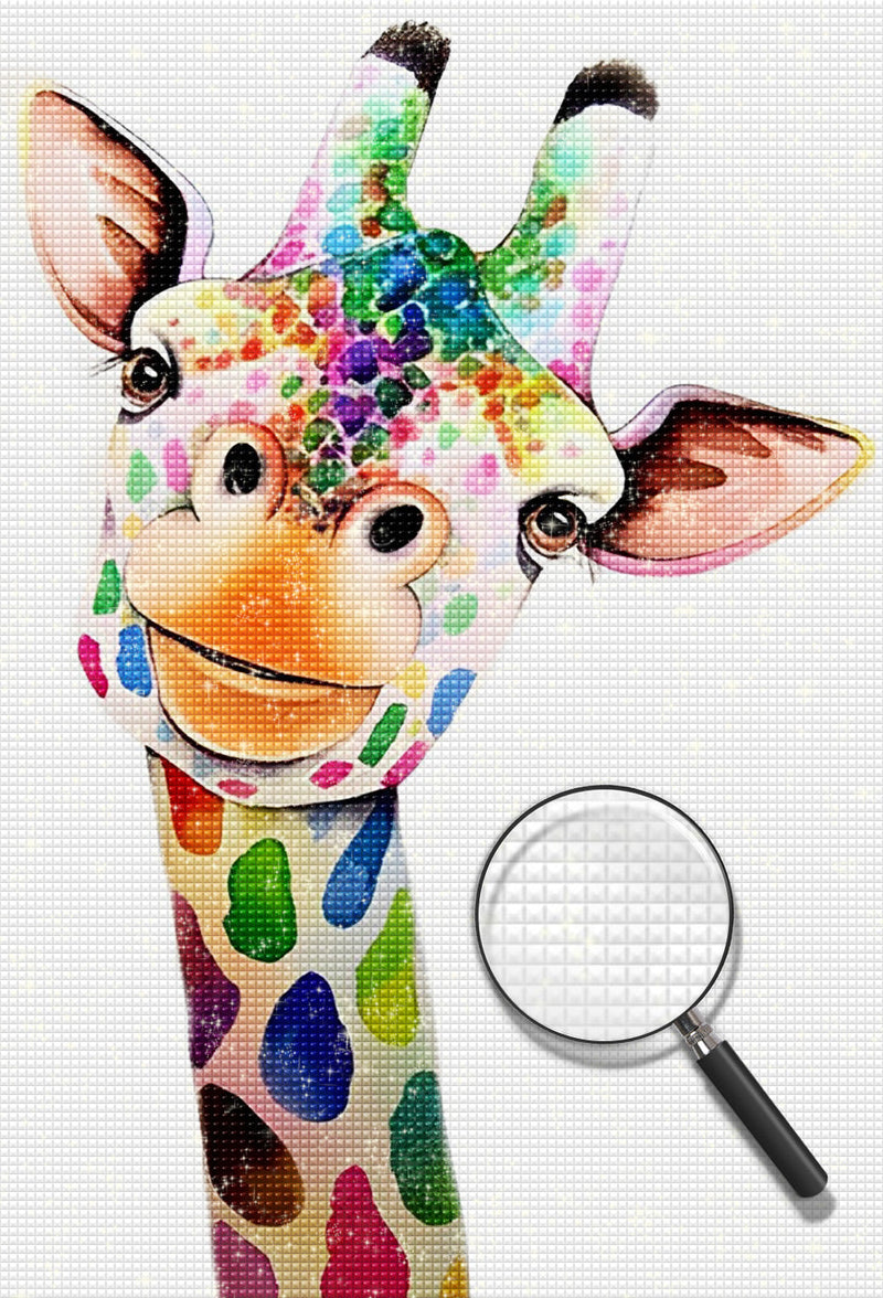 Girafe en Taches Multicolores Broderie Diamant
