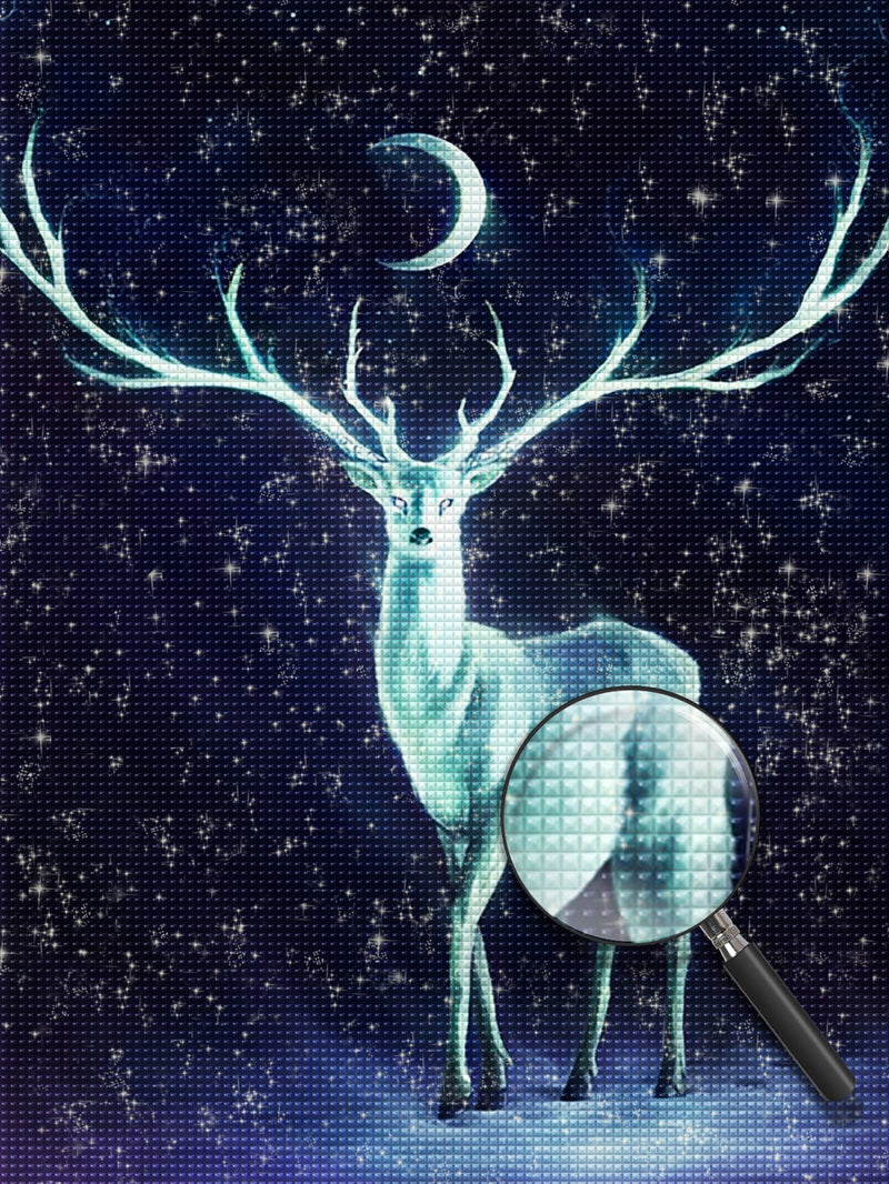 Cerf et la Lune Broderie Diamant