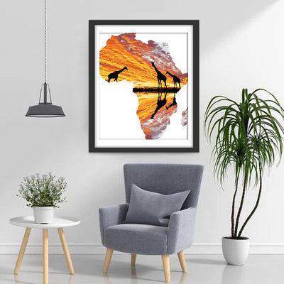 Girafe et Afrique Broderie Diamant