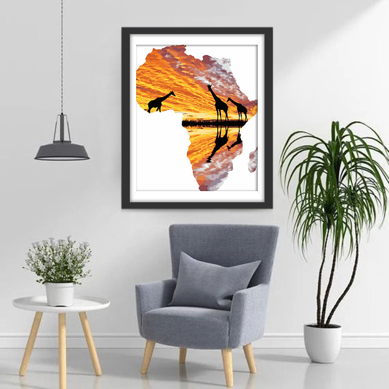 Girafe et Afrique Broderie Diamant