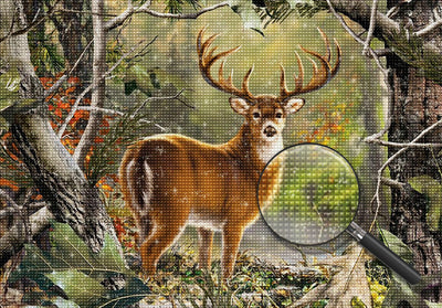 Cerf avec Bois Enormes Broderie Diamant