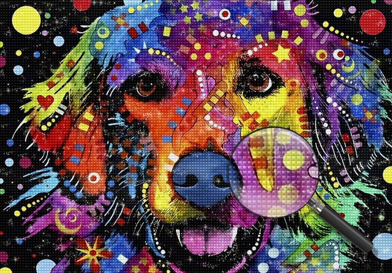 Chien Golden Retriever Coloré Broderie Diamant