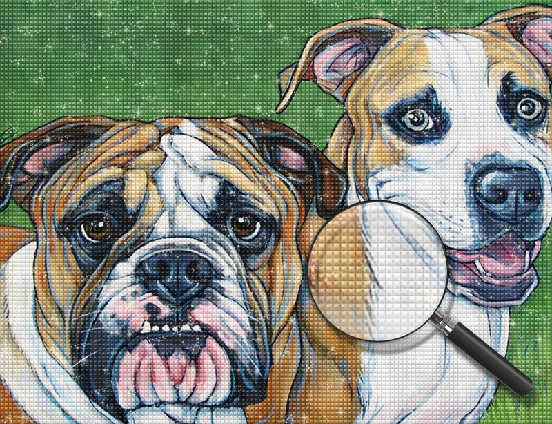 Deux Chiens de Couleur Marron Broderie Diamant