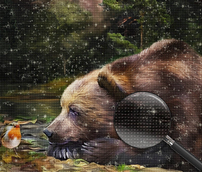 L'ours Brun et l'Oiseau Broderie Diamant