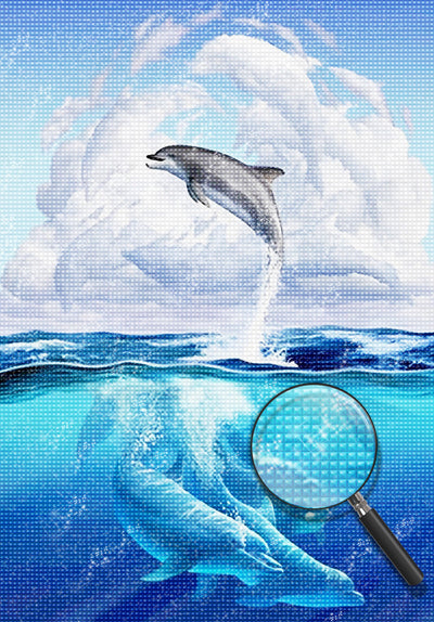 Dauphins et Nuages Broderie Diamant