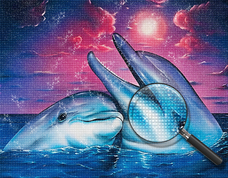 Couple de Dauphins Broderie Diamant