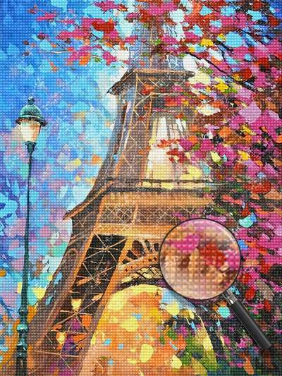Tour Eiffel et l'Arbre Rouge Broderie Diamant