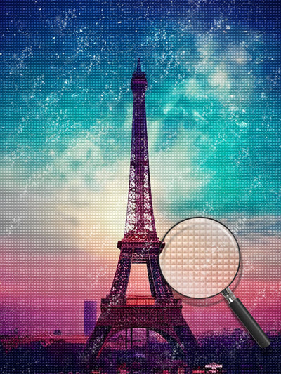 Tour Eiffel et le Ciel du Drapeau Tricolore Broderie Diamant