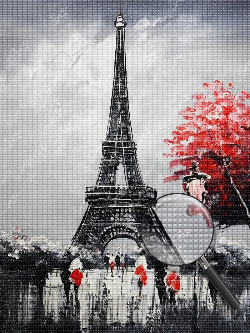 Touristes et Eiffel Broderie Diamant