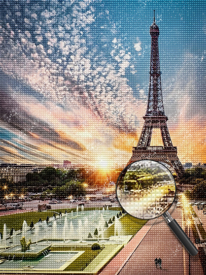 Paysage de Tour Eiffel Broderie Diamant