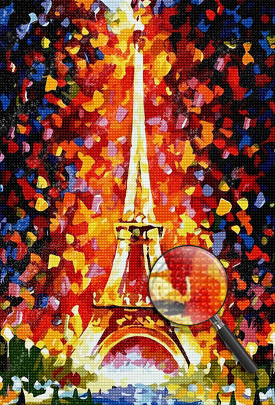 Tour Eiffel et Flamme Broderie Diamant