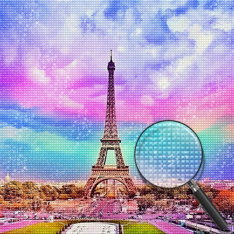 Eiffel et Nuages Colorés Broderie Diamant