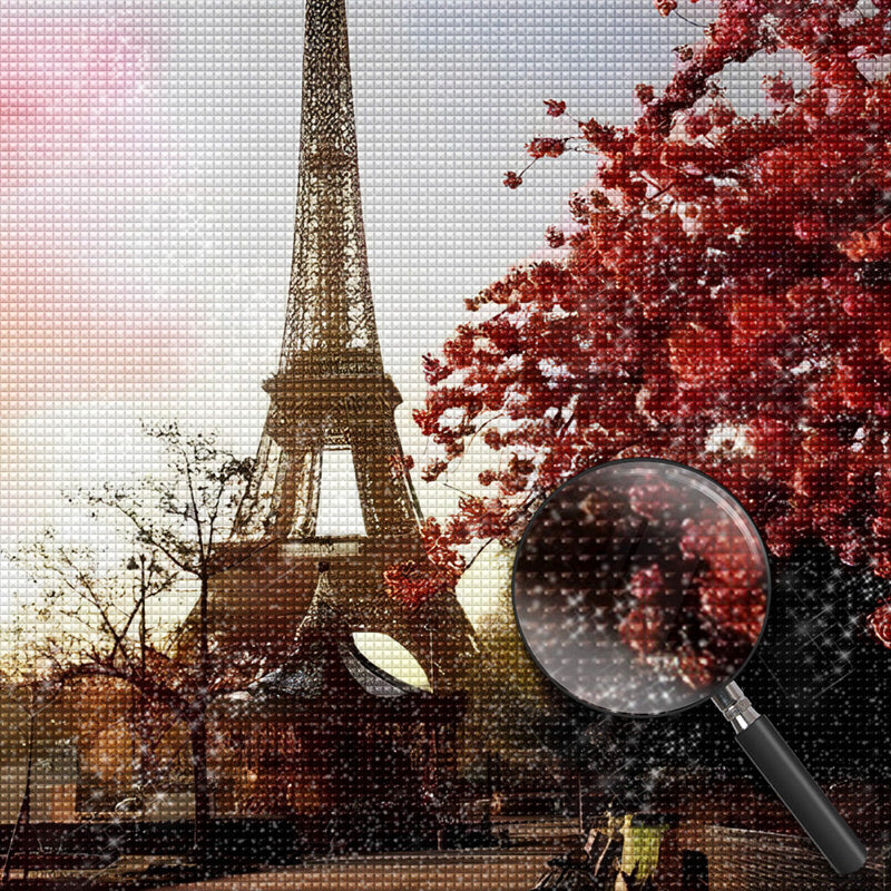 Tour Eiffel sous le Soleil Couchant Broderie Diamant