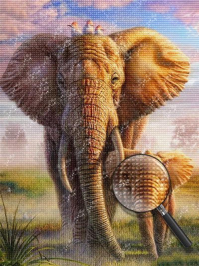 Éléphants et les Oiseaux Animal Broderie Diamant