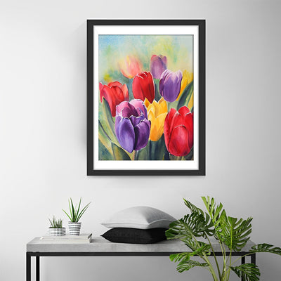 Belles Tulipes Colorées Broderie Diamant