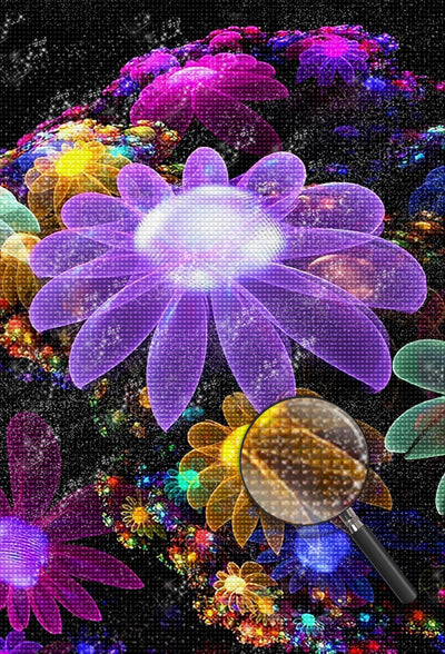 Chrysanthèmes Enormes Colorés Broderie Diamant