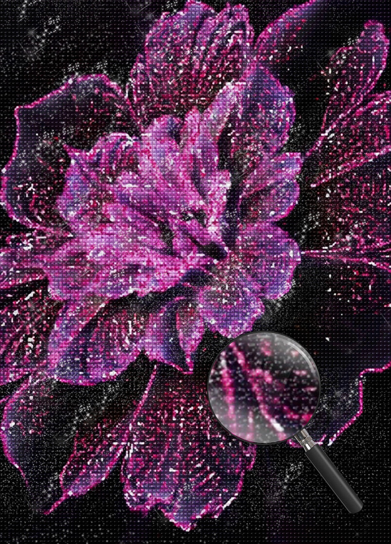 Lotus Rose Foncé Transparent Broderie Diamant