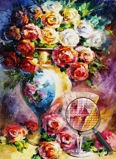 Roses Multicolores de Peinture à l'Huile Broderie Diamant