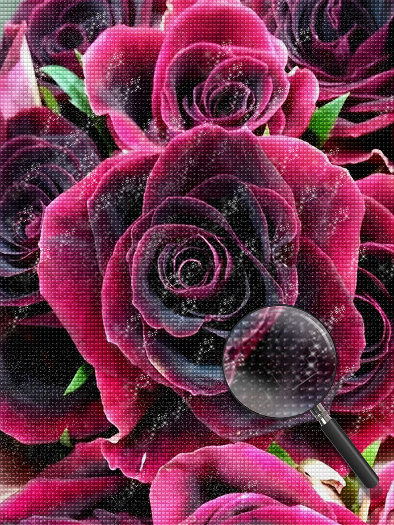 Roses Roses Foncés Broderie Diamant