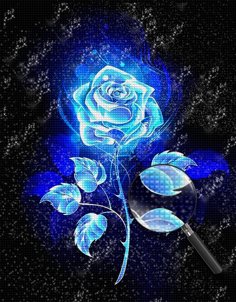 Rose Bleue et Flamme Bleue Broderie Diamant