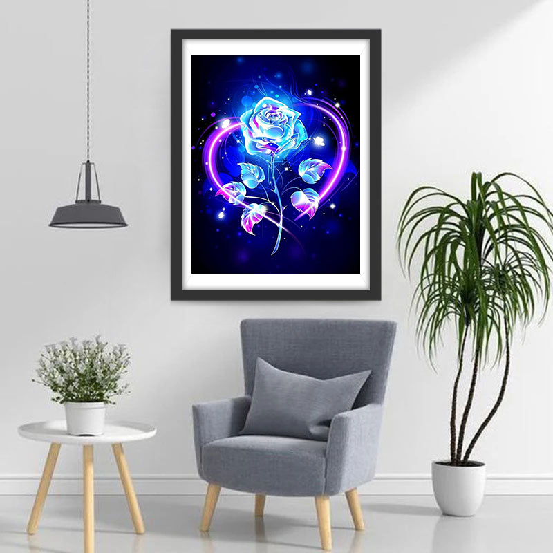 Rose Bleue Lumineuse Broderie Diamant