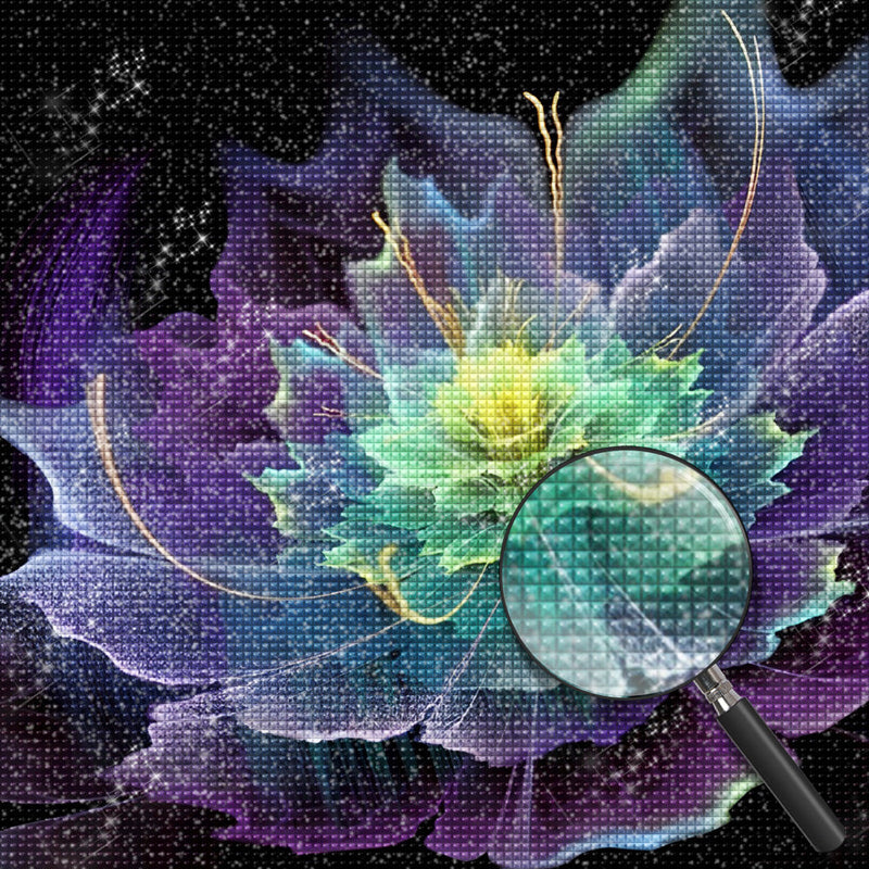 Lotus Vert et Violet Fantastique Broderie Diamant