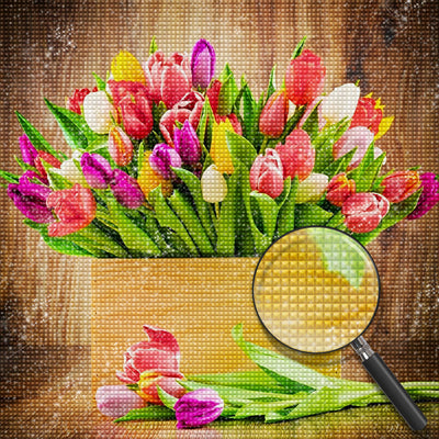 Tulipes Colorées Broderie Diamant