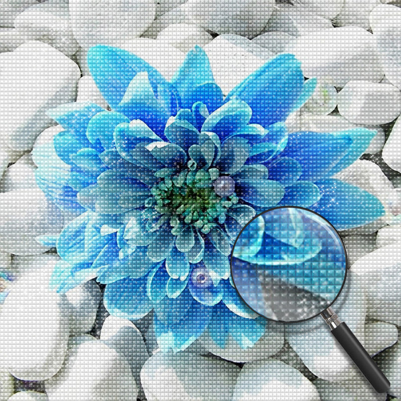 Chrysanthème Bleu Broderie Diamant