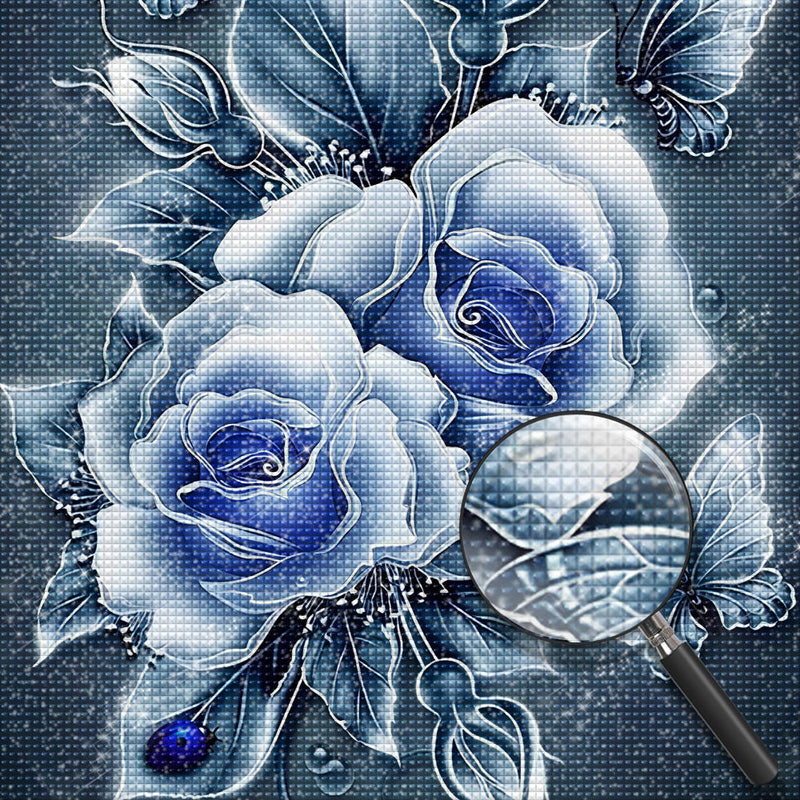 Rose Bleues Broderie Diamant