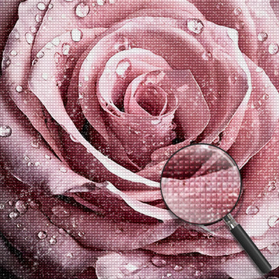 Belle Rose avec des Rosées Broderie Diamant