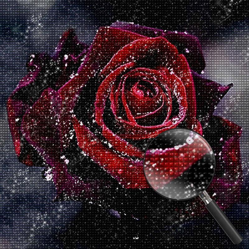 Rose Rouge avec Pluie Broderie Diamant