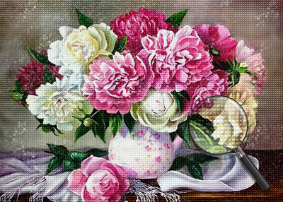 Belles Pivoine Colorées Broderie Diamant