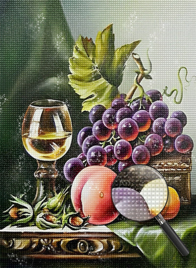Champagne et Fruits Broderie Diamant