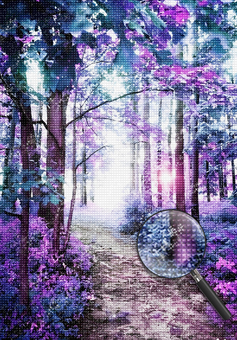Forêt de Fleurs Violettes Broderie Diamant