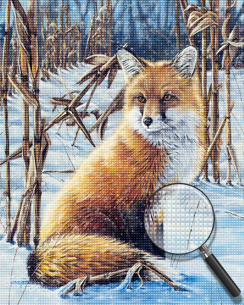 Renard dans la Neige Broderie Diamant