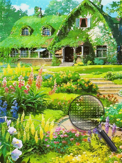 Jardin et Maison Verte Broderie Diamant