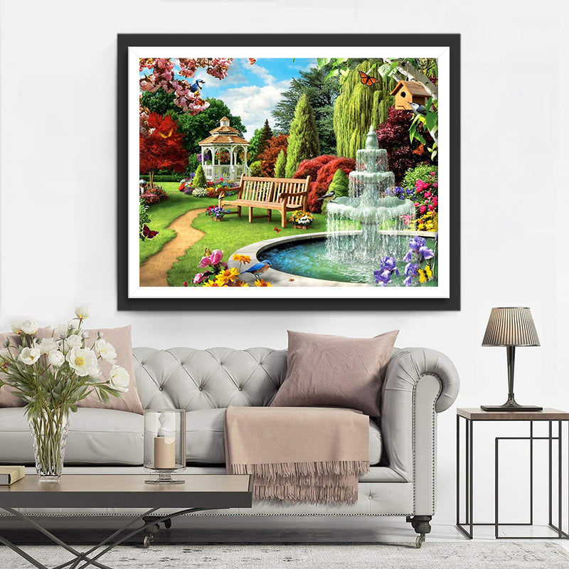 Jardin et Fontaine Broderie Diamant