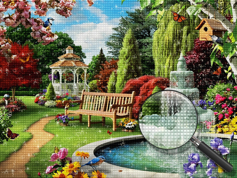 Jardin et Fontaine Broderie Diamant