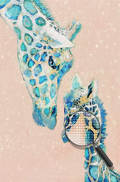 Girafe en Taches Bleues Broderie Diamant