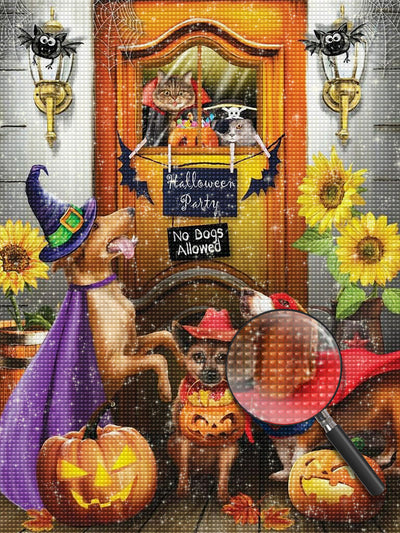 Les Chats et les Chiens pour Halloween Broderie Diamant