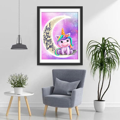 Petite Licorne sur la Lune Cartoon Broderie Diamant