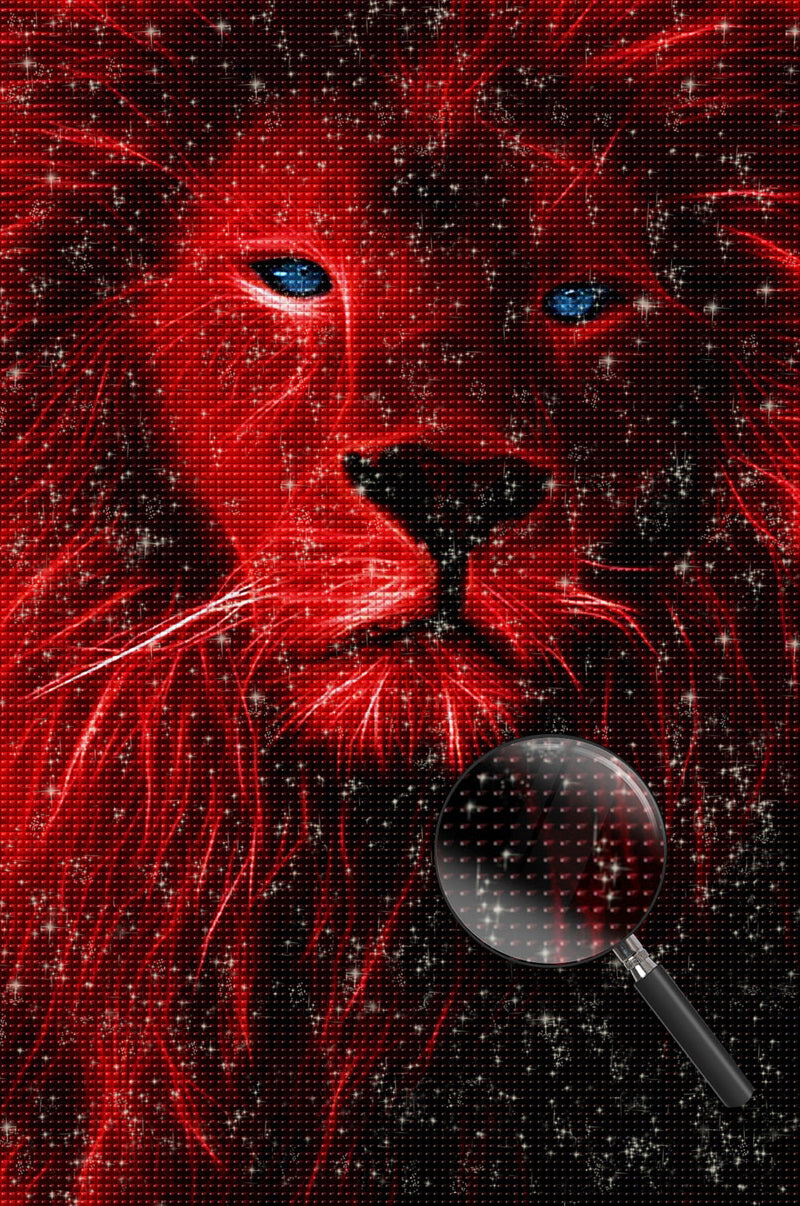 Lion Rouge Broderie Diamant