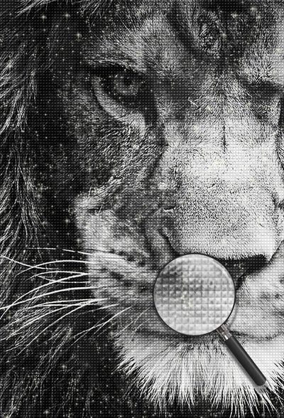 Lion Noir et Blanc Animal Broderie Diamant