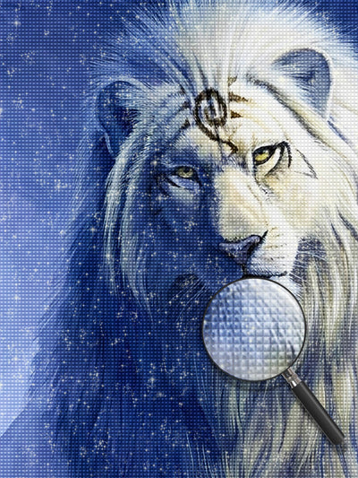 Lion Blanc Patriarche Broderie Diamant