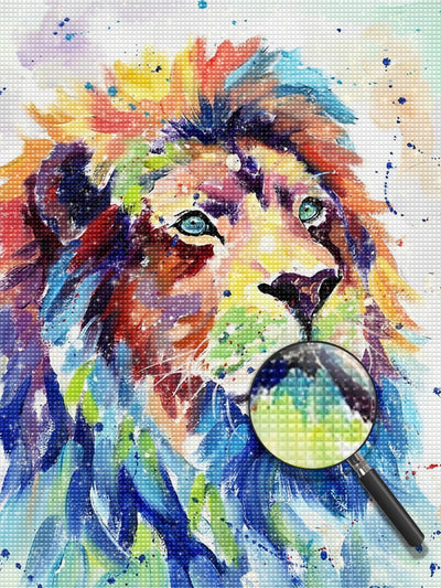 Lion Coloré de Peinture à l'Huile Broderie Diamant