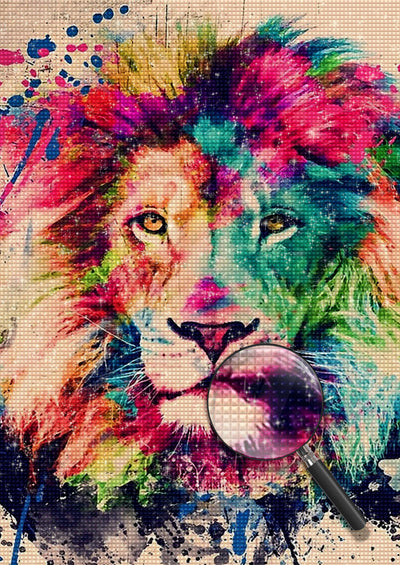 Lion en Couleurs Multiples Broderie Diamant